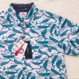 Ditch Plains shirt whale & fish print button down short sleeve men’s medium NWT